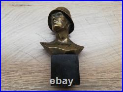 Ww2 Wwii German Soldier Helmet Bronze Sculpture Statue Bust Figure Paperweight