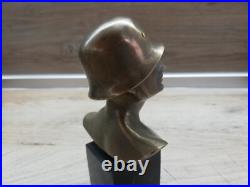 Ww2 Wwii German Soldier Helmet Bronze Sculpture Statue Bust Figure Paperweight Ww2 Wwii German Soldier Helmet Bronze Sculpture Statue Bust Figure Paperweight