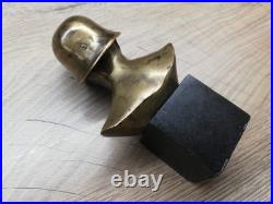 Ww2 Wwii German Soldier Helmet Bronze Sculpture Statue Bust Figure Paperweight