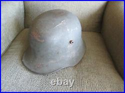 Wwi Transitional To Wwii Original German Army Combat Helmet & Liner & Chin Strap