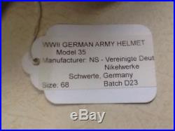 Wwii German Army Helmet Model 35 All Original 2 Sided Decals
