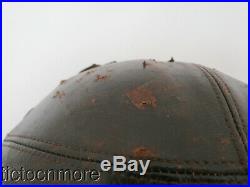 Wwii German Bomber Crew Member Leather Flighter Helmet Ssk 90