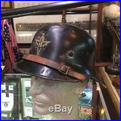 Wwii German Henschel Factory Worker Helmet W Decal Chinstrap & Liner Good Shape