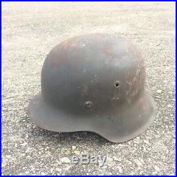 Wwii German M42 Combat Helmet W Chinstrap Good Shape No Decals