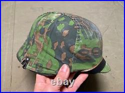 Wwii German Waffen M40 Helmet & Palm Camo Helmet Cover-size 68 Shell 60 Liner
